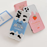 Cute Fruit Strawberry Drink Milk Korean Soft Silicone Case For iPhone 11 Series