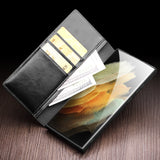 Genuine Leather Card Pocket Flip Case for S22 Ultra Plus