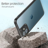 Premium Ultra Thin Frosted Transparent Silicone Case with Soft Frame Camera Protector For iPhone 12 Series