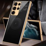 Luxury Electroplated Painted Pattern Glass Hard Back Case for Samsung Galaxy S23 series