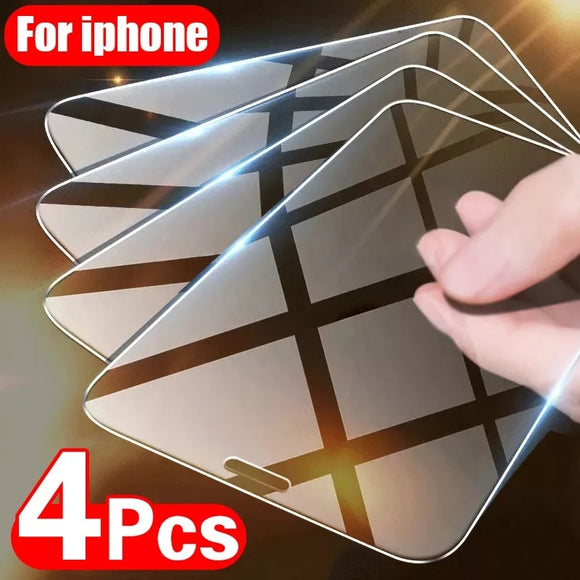 4PCs Tempered Glass Screen Protector For iPhone 14 13 12 series