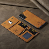 Retro Leather Wallet Card Slots Holder Detachable Magnetic Back Case For Samsung Galaxy S22 S21 S20 Note 20 Ultra FE Plus