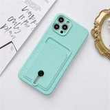 Lens Protector Soft Silicone Card Bag Candy Color Phone Case For iPhone 12 11 Series