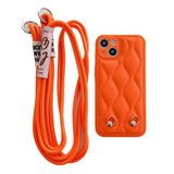 Double Chain Crossbody Lanyard Leather Back Case for iPhone 13 12 11 Series