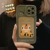 Cute Tiger Cute Cartoon Frosted Case for iPhone 13 12 11 Pro Max Mini