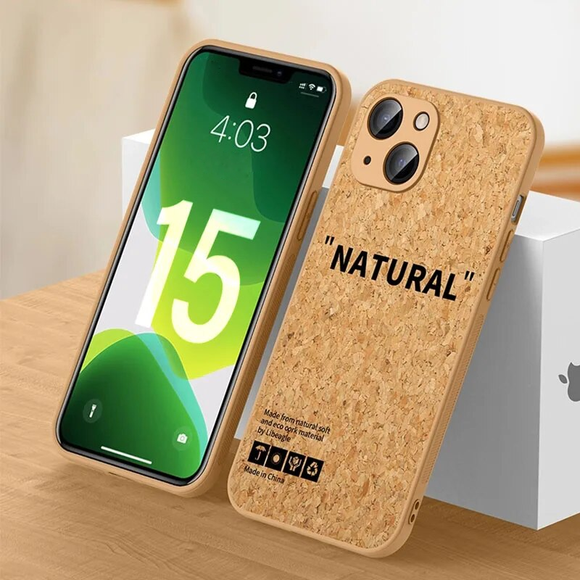Environmental Wood Compress Sawdust Soft Breathable Cork Cooling Case For iPhone 15 14 13 12 series