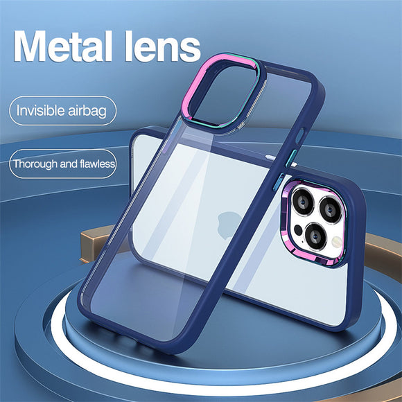 Acrylic Gradient Metal Lens Frame Case For iPhone 13 12 11 Pro Max