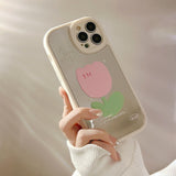 Tulip Flower Soft Mirror Case for iPhone 13 12 11 Pro Max Mini