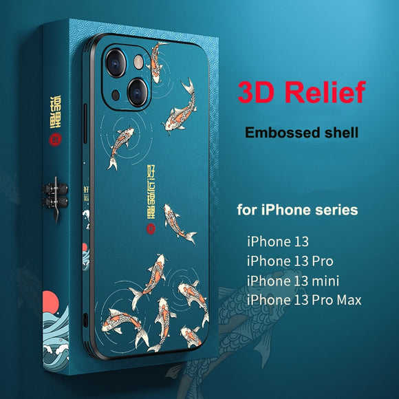 3D Relief Pattern Soft Silcon Matte Texture Shockproof Embossed Case for iPhone 13 12 11 Series