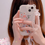 3D Bear Ear Flower Transparent Chain Silicone Case for iPhone 13 12 11 Pro Max