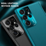 Luxury Plain Leather Shockproof Phone Case For Samsung Galaxy S22 S21 S20 Note 20 Series