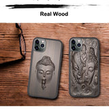 3D Relief Embossed Sandalwood Case for iPhone 13 12 Series