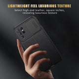 Slide Camera Lens Protector Lychee Pattern Leather Case For Samsung Galaxy S21 Series