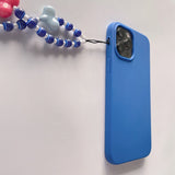 Soft Silicone Phone Case with Bohemian Acrylic Colorful Beaded Love Heart Lanyard For Iphone 12 11 XS Series