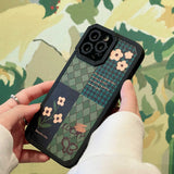 Retro Flower Grid Case for iPhone 13 12 11 series