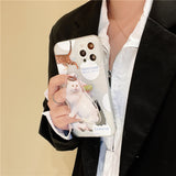 Funny 3D Cat Stand Case for iPhone 13 12 11 Pro Max