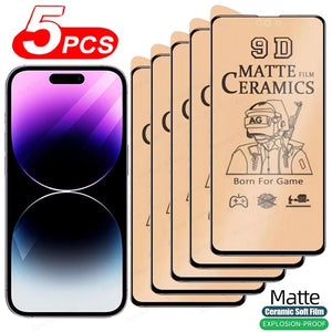 5Pcs Soft Matte Ceramic Film Screen Protector For iPhone 14 13 12 series