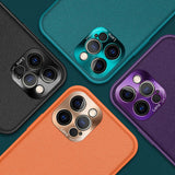 Luxury PU Leather Metal Lens Protector Phone Case For iPhone 12 11 Pro Max
