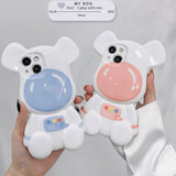 Cute Cartoon 3D Astronaut Bear Camera Protection Case for iPhone 13 12 11 Pro Max