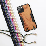 Solid Wood Crossbody Shoulder Strap Full Cover Lanyard Case for iPhone 12 & 11 Series