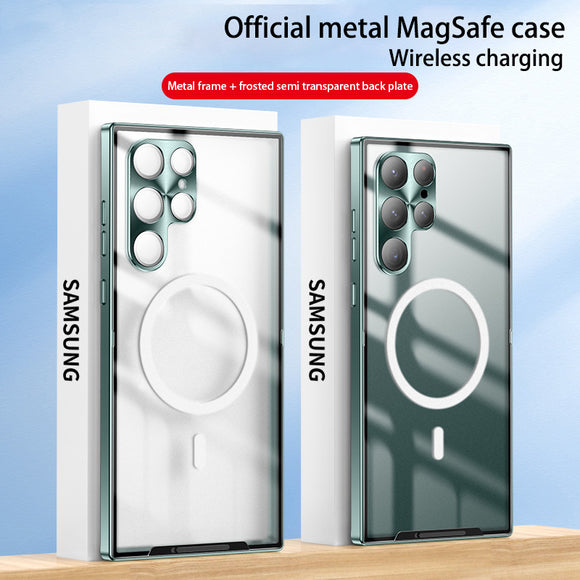 Magnetic Magsafe Metal Frosted Case for Samsung Galaxy S22 S21 Ultra Plus