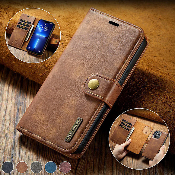 2 in 1 Detachable Leather Wallet Case for iPhone 13 12 11 Pro Max Mini