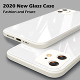 Square Tempered Glass Case Anti knock Baby Skin Fram Cover For iPhone 11 Series