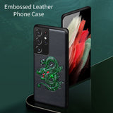 3D Emboss Genuine Leather Case For Samsung Galaxy S21 Ultra S20 Series