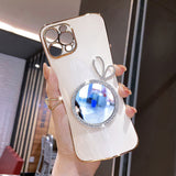 Bling Glitter Rabbit Makeup Mirror Plating Case for iPhone 13 12 11 Pro Max Mini