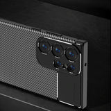 Luxury Business Ultra Thin Carbon Fiber TPU Silicone Edge Shockproof Case for Samsung Galaxy S23 Ultra Plus