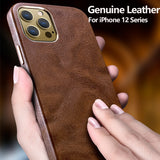 Luxury Vintage Genuine Leather Case for iPhone 12 Series