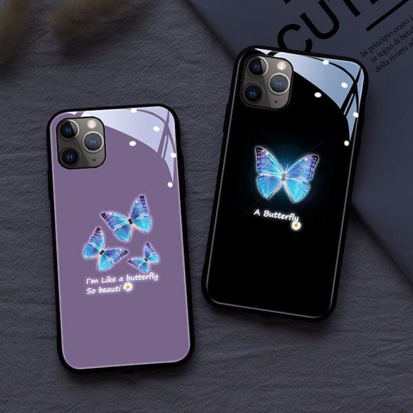 Flash LED Butterfly Luminous Phone Case For iPhone 13 12 11 Series