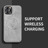 Square Shockproof Silicone Soft MagSafe Wireless Charging Cloth Phone Case For iPhone 12 11 Series