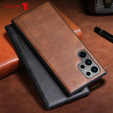 Retro Leather Soft Silicone TPU Edge Back Cover for Samsung Galaxy S22 Ultra Plus