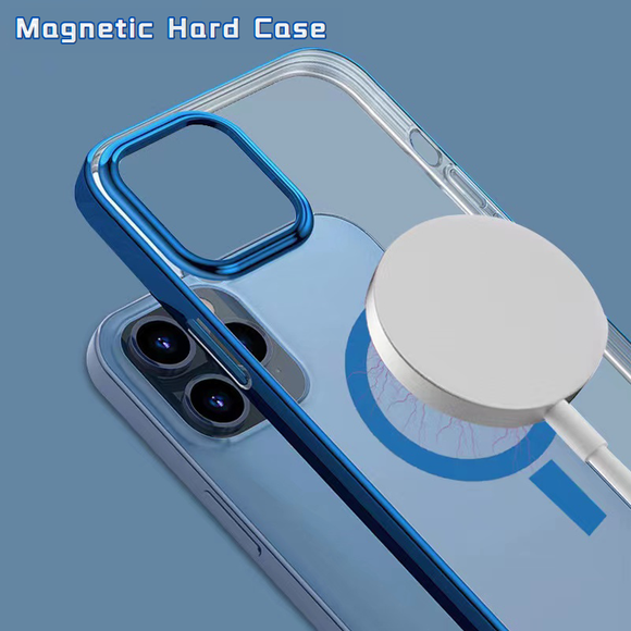 Original Support Wireless Charging Magnetic Transparent Hard Plating Shockproof Case for iPhone 13 12 11 Pro Max