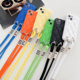 Double Chain Crossbody Lanyard Leather Back Case for iPhone 13 12 11 Series