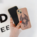 3D Relief Plating Frame Classic Wood Grain Case for iPhone 13 12 11 Series