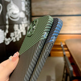 Carbon Fiber Stripe Lens Protection Case for iPhone 13 12 Series