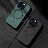 Luxury Suede Leather MagSafe Case for iPhone 13 12 11 Pro Max Mini