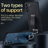 Luxury Leather Metal Ring Case for Samsung Galaxy S22 series