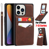 Flip Leather Wallet Credit Card Holder Strap Case for iPhone 13 12 11 Pro Max