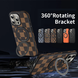 Luxury Wireless Charging Leather Case With 360° Rotating Bracket Phone Case For iPhone 15 14 13 series