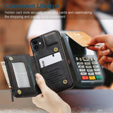 Luxury Retro Fashion Leather Zipper Wallet Flip Case For iPhone 13 Series
