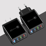 EU US UK Plug 4 Ports Charger Quick Charge 3.0 Wall for iPhone Samsung Xiaomi Huawei
