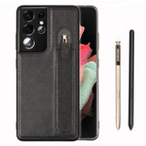 Retro Slim Leather S Pen Slot Case For Samsung Galaxy S22 S21 Ultra Plus