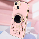 Plating 3D Astronaut Stand Holder Camera Protection Case for iPhone 13 12 11 Series