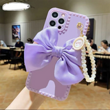 Luxury Fashion Pearl Bracelet Bow Case for iPhone 13 11 12 Pro Max Mini