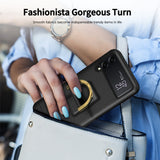 Luxury PU Leather Case With Metal Lanyard Bracket For Samsung Galaxy Z Flip 3 5G