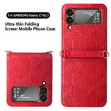 Diamond Texture Leather Case Crossbody Chain for Samsung Galaxy Z Flip 3