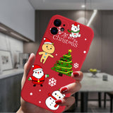 Cute Cartoon Merry Christmas Santa Claus Red Silicone Phone Case For iPhone 13 12 11 Series